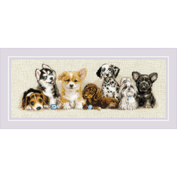 Riolis counted cross stitch kit "Puppies", 40x15cm, DIY