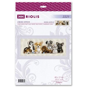Riolis kit de punto de cruz "Puppies", 40x15cm