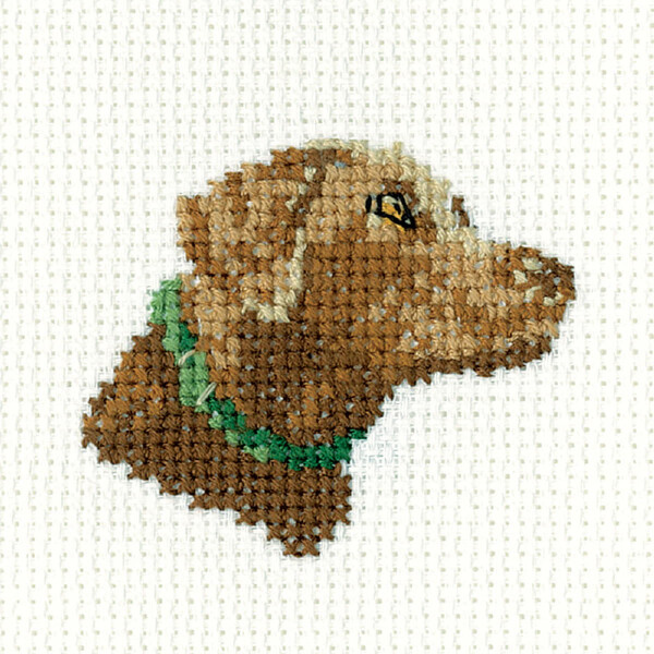Heritage counted cross stitch kit Aida "Chocolate Labrador (A)", LFCL1743-A, 6x5cm, DIY