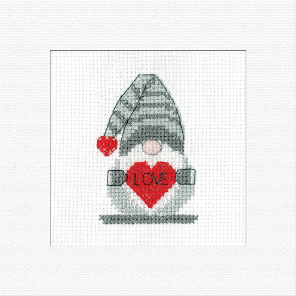 Heritage counted cross stitch kit Aida "Greating Cards, Gonk-Love (A)", GOLV1749-A, 7,5x6cm, DIY