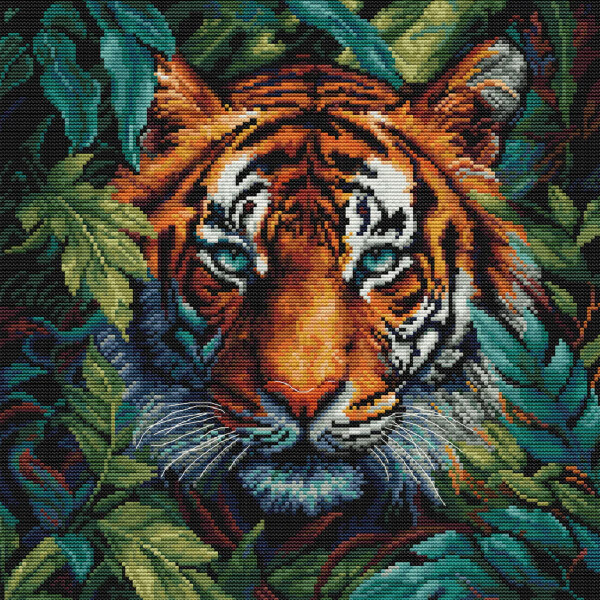 Luca-S counted cross stitch kit "Tiger of the Jungle", 27x27cm, DIY