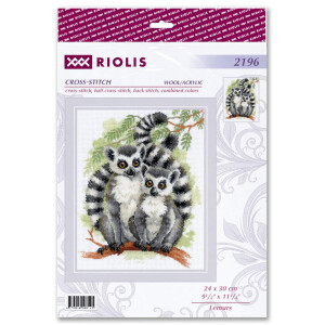 Kit de punto de cruz contado Riolis "Lemurs", 24x30cm