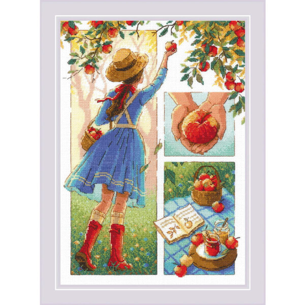 Kit de point de croix Riolis "Journée de la pomme", 21x30cm