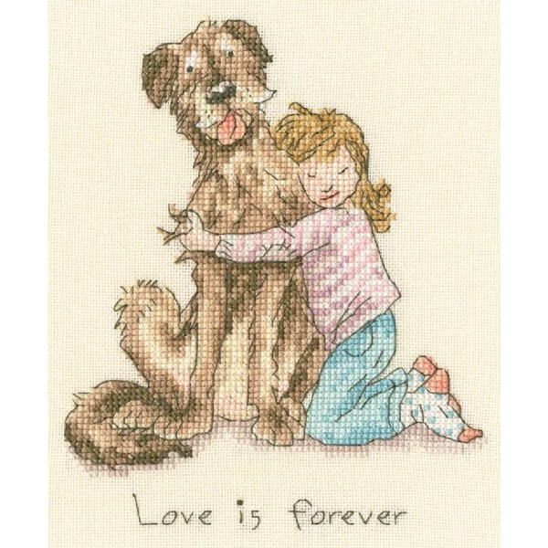 Kit de punto de cruz contado Bothy Threads "El amor es para siempre", XAJ27, 14x17cm