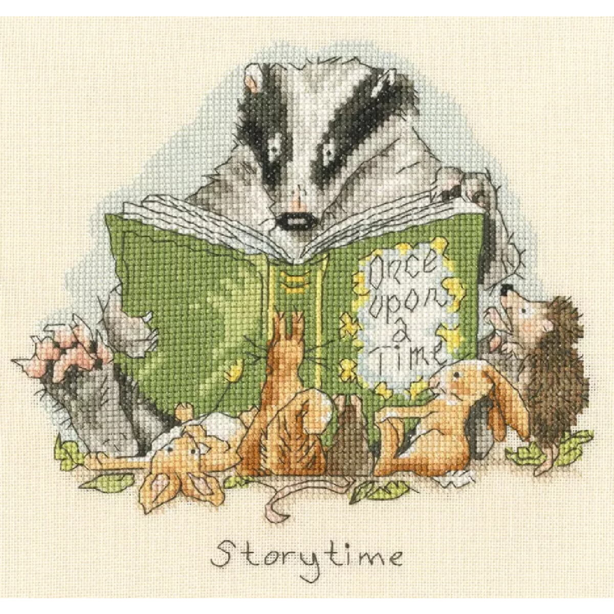 An embroidery pack from Bothy Threads features a badger...