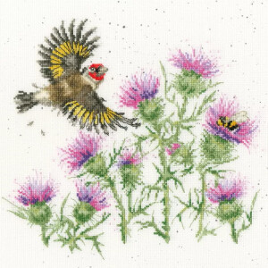 Bothy Threads counted cross stitch kit "Feathers And Thistles", XHD133, 26x26cm, DIY