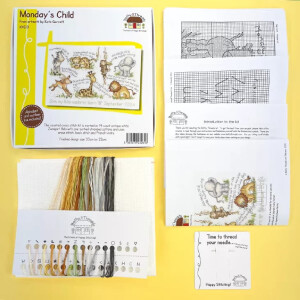 Bothy Threads counted cross stitch kit "Mondays Child", XKG13, 33x22cm, DIY