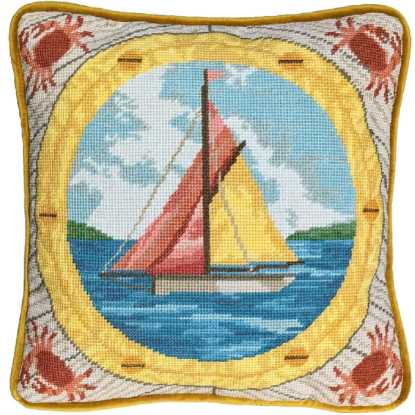 Kit de punto para cojín tipo tapiz estampado de Bothy Threads "Plain Sailing", TVW1, 36x36cm