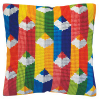 CDA stamped cross stitch kit cushion "Colour pencils", 40x40cm, DIY