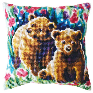 CDA stamped cross stitch kit cushion "Bear...