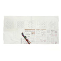 Olympus stamped Hitomezashi Sashiko stitch kit "Coasters white 5pcs with thin sashiko tread", 10x10cm, Original from Japan