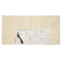 Olympus gestempeld Hitomezashi Sashiko stekenpakket "Onderzetters ecru 5st met dun sashiko profiel", 10x10cm, Origineel uit Japan