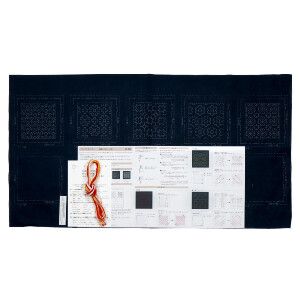 Набор для вышивания Hitomezashi Sashiko с печатью Olympus "Подставки I navy 5шт с тонким протектором сашико", 10x10 см, Оригинал из Японии