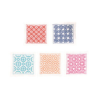 Olympus stamped Hitomezashi Sashiko stitch kit "Coasters white 5pcs", 10x10cm, Original from Japan