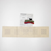 Kit di punti Sashiko Hitomezashi con timbro Olympus "Sottobicchieri ecru 5pz", 10x10cm, originale dal Giappone
