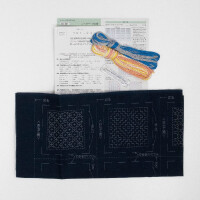 Kit di punti Sashiko Hitomezashi timbrati Olympus "Sottobicchieri navy 5pz", 10x10cm, originale dal Giappone