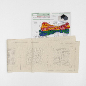 Kit di punti Sashiko Hitomezashi timbrati Olympus "Sottobicchieri ecru 5pz", 10x10cm, originale dal Giappone