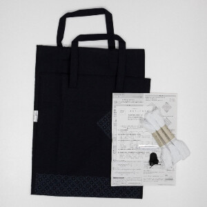 Olympus gestempeld Hitomezashi Sashiko borduurpakket "Bag Navy", 34x28cm, Origineel uit Japan