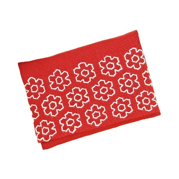 Olympus gestempeld Hitomezashi Sashiko borduurpakket "Pocket Tissue Case Red", 9x13cm, Origineel uit Japan