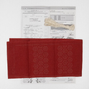 Kit di punti Sashiko Hitomezashi timbrati Olympus "Pocket Tissue Case Red", 9x13cm, originale dal Giappone