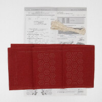 Olympus Hitomezashi Sashiko Stickpackung "Taschentuchhülle Rot", Stoff bedruckt, 9x13cm, Original aus Japan
