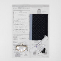 Набор для вышивания Hitomezashi Sashiko с печатью Olympus "Gamaguchi Pouch Navy", 34x28 см, оригинал из Японии