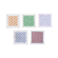 Olympus stamped Kugurizashi Sashiko stitch kit "Coasters white 5pcs", 10x10cm, Original from Japan