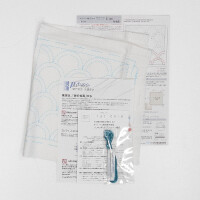 Olympus Sashiko Stickpackung "Taschentuch iine Seigaiha ", Stoff bedruckt, 20x20cm, Original aus Japan