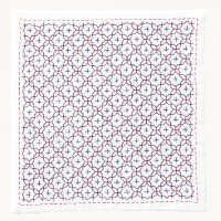 Olympus stamped Hitomezashi Sashiko stitch kit "Handkerchief iine Jyuji-hanazashi", 20x20cm, Original from Japan