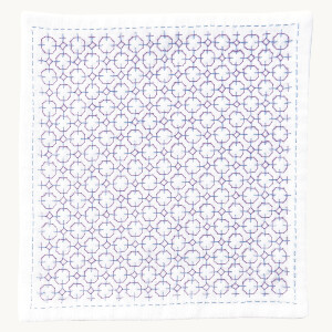 Olympus stamped Hitomezashi Sashiko stitch kit "Handkerchief iine Hydorangea", 20x20cm, Original from Japan