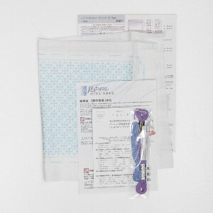Набор для вышивания Hitomezashi Sashiko с печатью Olympus "Handkerchief iine Hydorangea", 20x20 см, Оригинал из Японии