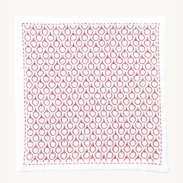 Набор для вышивания сашико Hitomezashi "Платок ине Яблоко", 20x20 см, оригинал из Японии