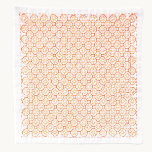 Olympus stamped Hitomezashi Sashiko stitch kit "Handkerchief iine Orange", 20x20cm, Original from Japan