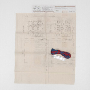 Olympus Hitomezashi Sashiko Stickpackung "Untersetzer ecru 5Stk", Stoff bedruckt, 10x10cm, Original aus Japan