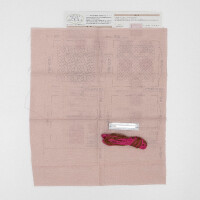 Olympus Hitomezashi Sashiko Stickpackung "Untersetzer blass rosa 5Stk", Stoff bedruckt, 10x10cm, Original aus Japan