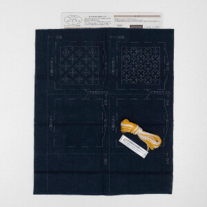 Набор для вышивания сашико Hitomezashi "Подставки темно-синие 2шт", 10x10 см, Оригинал из Японии