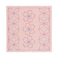 Набор для вышивания сашико с печатью Олимп "Цветущая вишня Хана Фукин и Каку-сиппоу", 33x33 см, Оригинал из Японии