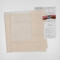 Olympus Sashiko Stickpackung "Hana Fukin Pflaume und Maru-Shippou", Stoff bedruckt, 33x33cm, Original aus Japan