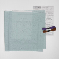 Olympus stamped Sashiko stitch kit "Hana Fukin Kikkyo and Hanazashi", 33x33cm, Original from Japan