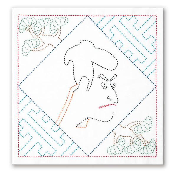 Набор для вышивания Сашико с печатью Олимп "Хана Фукин Укиё-Е Актер", 34x34 см, Оригинал из Японии