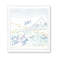 Olympus stamped Sashiko stitch kit "Hana Fukin Hokusai Katsushika series Umezawa Hamlet-fields in Sagami Province", 34x34cm, Original from Japan