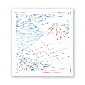 Kit di punti Sashiko timbrati Olympus "Hana Fukin Hokusai Katsushika serie Fine Breezy Day", 34x34cm, Originale dal Giappone