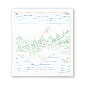 Olympus stamped Sashiko stitch kit "Hana Fukin Hokusai Katsushika series Mt. Fuji Reflected in Lake Kawaguchi in Kau Province", 34x34cm, Original from Japan
