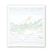 Kit de point Sashiko estampillé Olympus "Hana Fukin Hokusai Katsushika series Mt. Fuji Reflected in Lake Kawaguchi in Kau Province", 34x34cm, Original du Japon