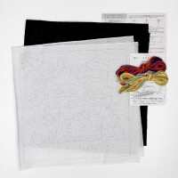 Olympus gestempeld Sashiko borduurpakket "Hana Fukin Tric or Treat, Set van 2", 33x33cm, Origineel uit Japan