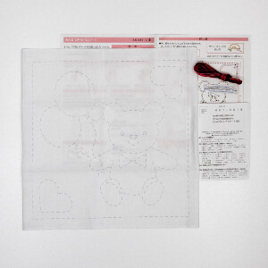 Kit de point Sashiko estampillé Olympus "Ours Hana Fukin", 34x34cm, Original du Japon