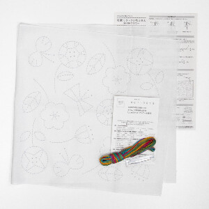 Kit di punti Sashiko timbrati Olympus "Hana Fukin Nordic Designs Flower", 34x34cm, originale dal Giappone