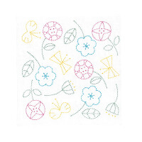 Olympus gestempeld Sashiko borduurpakket "Hana Fukin Nordic Designs Flower", 34x34cm, Origineel uit Japan