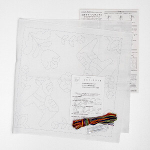 Kit de point Sashiko estampillé Olympus "Hana Fukin Nordic Designs Donara House", 34x34cm, Original du Japon