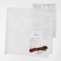 Kit de punto sashiko estampado Olympus "Hana Fukin Nordic Designs Donara House", 34x34cm, Original de Japón
